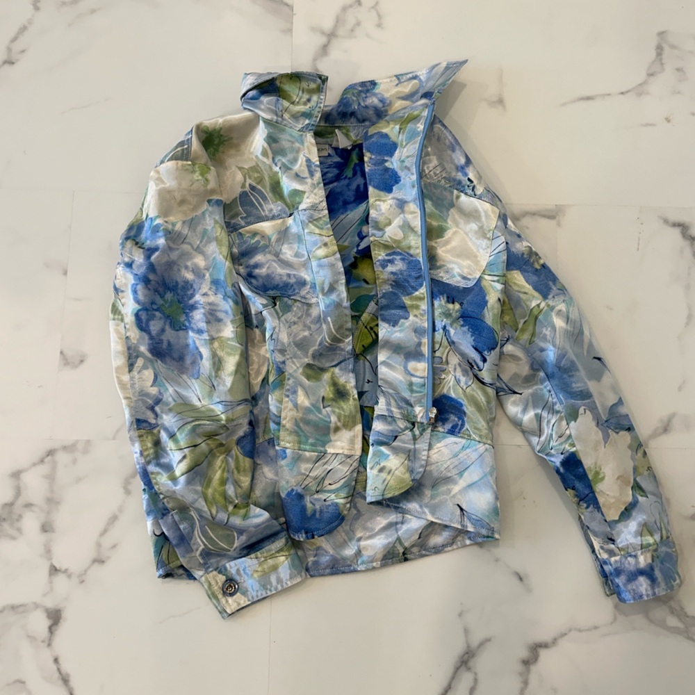 Blue and Green Watercolor Patterned Jacket